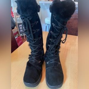 Black suede winter boots.